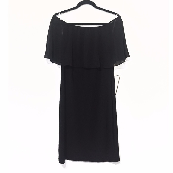 MSK Dresses & Skirts - MSK Black Off-The-Shoulder Chiffon Peasant Dress